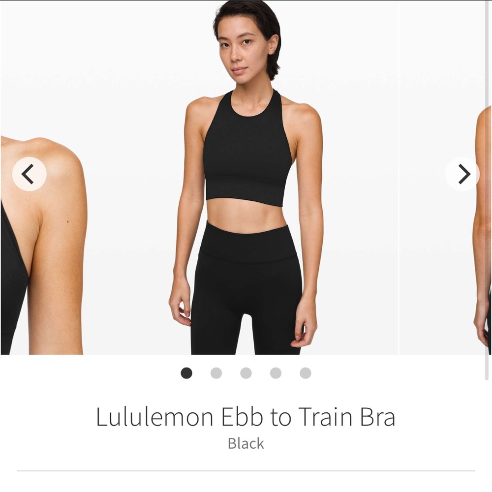 Lululemon Ebb to train sports bra crop top black size 10